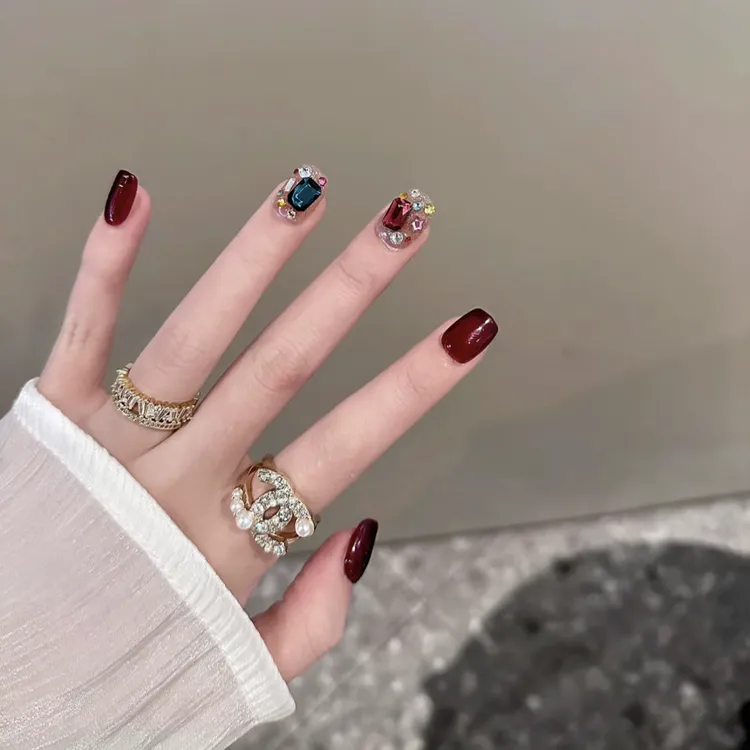 JohonGirls'/琴岛小嫚【 超短彩钻 】ins超闪短梯纯手工穿戴式甲片