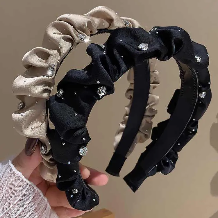 高颅顶褶皱发箍女款夏季新款复古法式网红压发发卡气质显脸小头箍