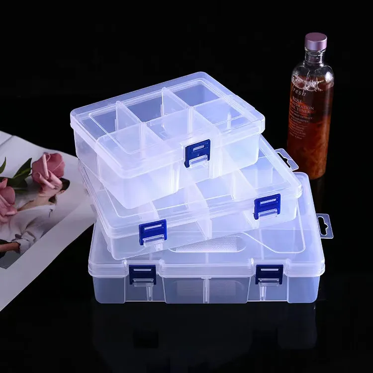 格子收纳盒耳饰首饰盒透明分类分格收纳盒便携饰品盒简约闪粉盒