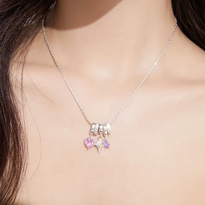 铜合金锆石项链 《幻想曲》星芒爱心项链女甜酷吊坠百搭简约