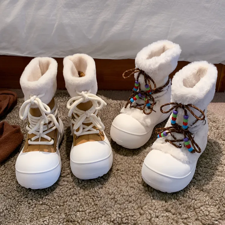 现货贾不假雪地靴女2025新款流行复古百搭小个子厚底防滑保暖棉靴