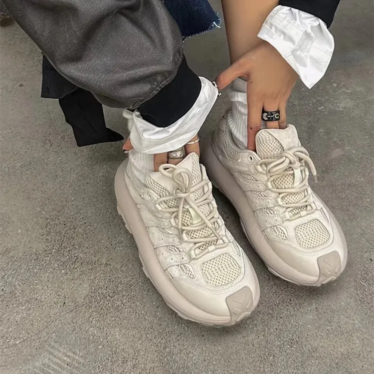 SGIRL TWTW真皮网布透气厚底松糕底运动休闲鞋圆头系带老爹鞋女鞋