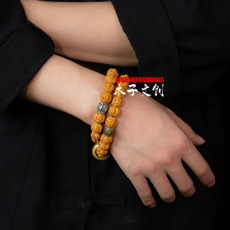 【瑞气满盈】双圈 金刚菩提 尼泊尔五瓣精品爆肉盘手工（送刷子手套）