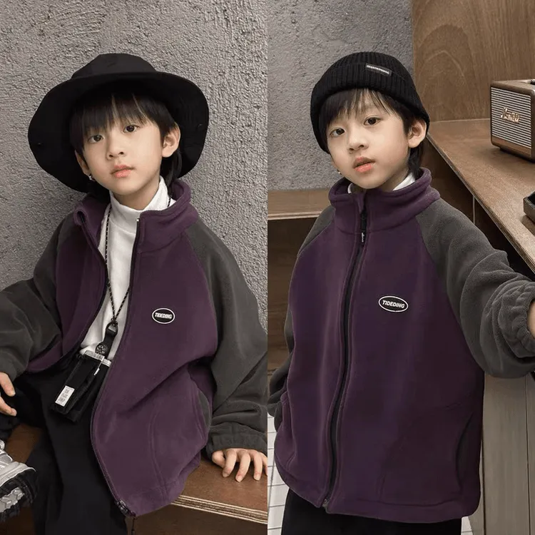 【高品质】儿童奥粒绒外套秋冬款童装新款男童加绒开衫外穿中大童