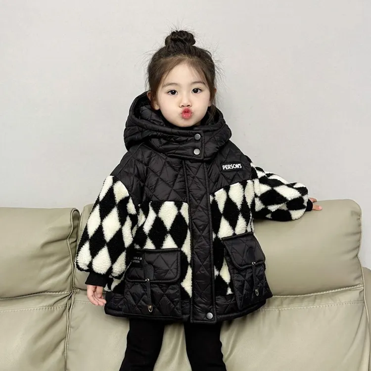 女童冬装加绒冬季秋冬款格子棉服棉衣爆款2023新款洋气女宝宝儿童