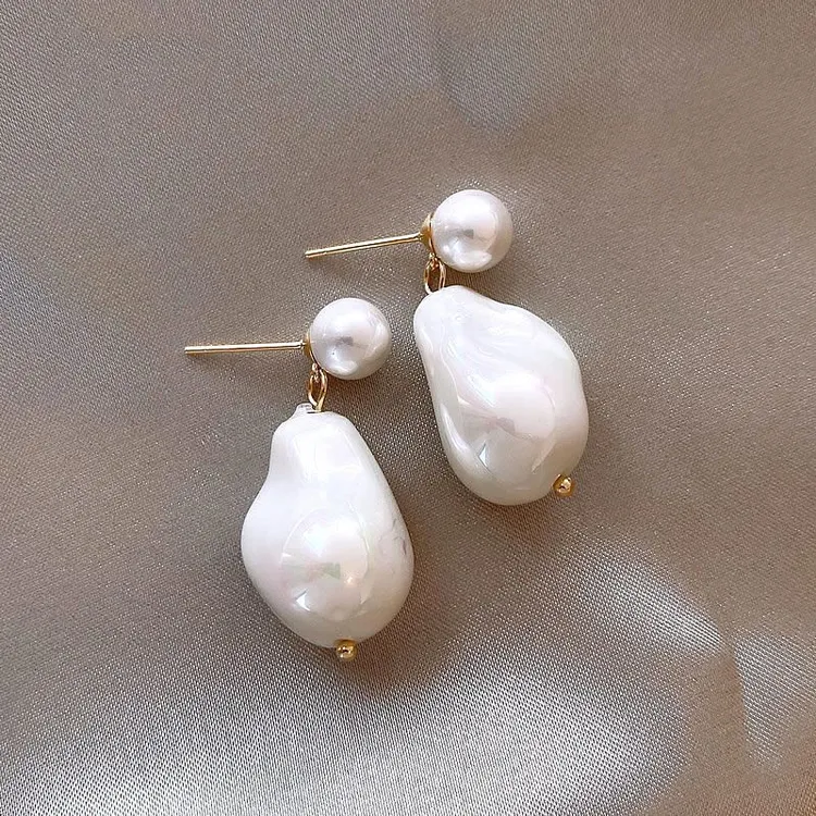 925银针不规则巴洛克珠珠耳环轻奢高级感耳钉2025新款气质耳饰女