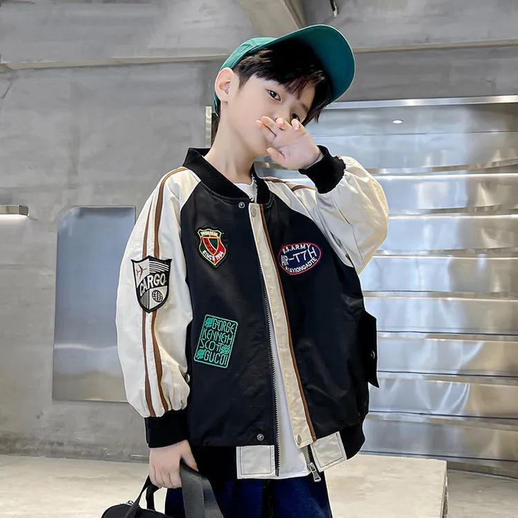 男童帅气春装新款儿童潮童装洋气中大童夹克男孩上衣外套春季衣服