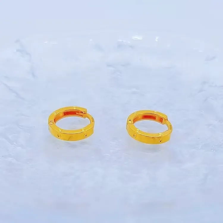 足金999 黄金宽条金耳扣 5G工艺 *-