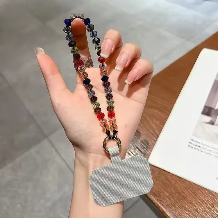 原创新款手机挂绳短款珠子手腕吊绳手工串珠可拆耐用防摔背贴卡片