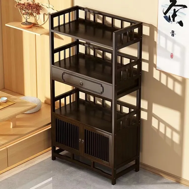 茶水柜移动新中式茶叶架置物架茶柜茶室摆件展示柜茶具茶杯收纳架商品图