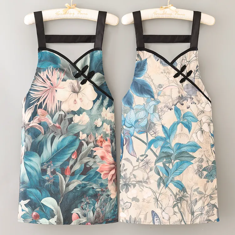 2024新款大花围腰洋气透气防污防尘罩衣耐脏耐磨家用厨房通用围裙