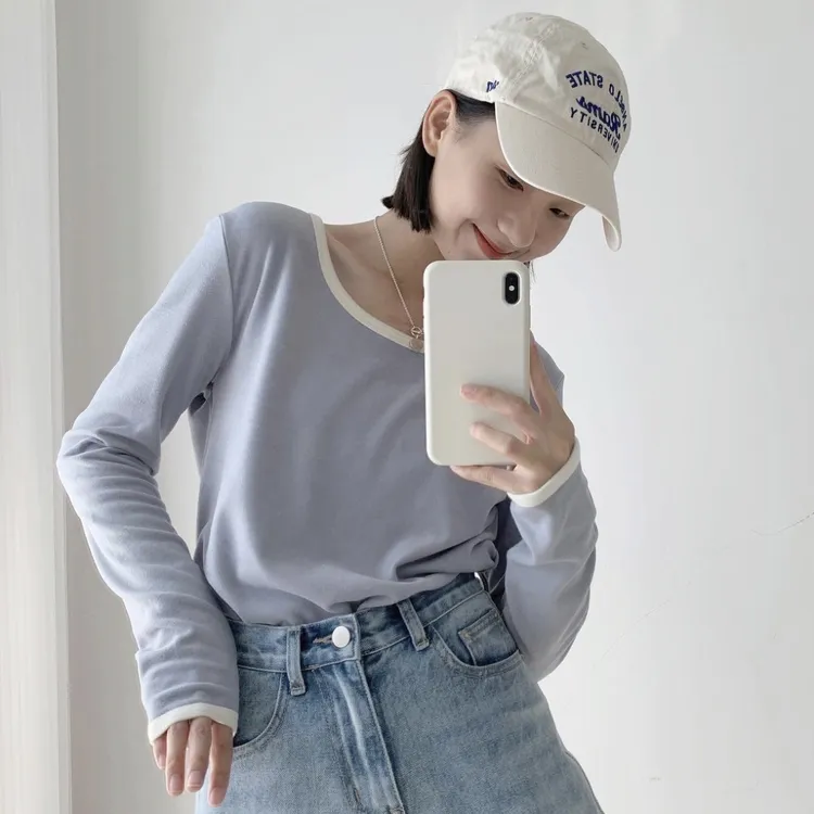 春秋季打底衫德绒睡衣女上衣加厚保暖圆领百搭长袖奶油磨毛网红款