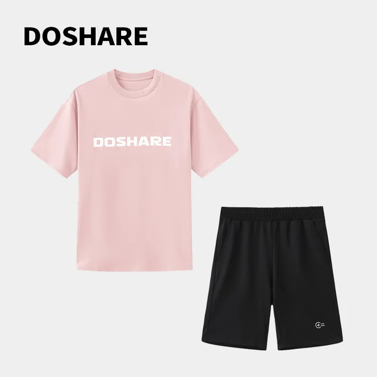 【渡十二】夏季宽松休闲运动短袖短裤套装情侣透气户外简约AT01312