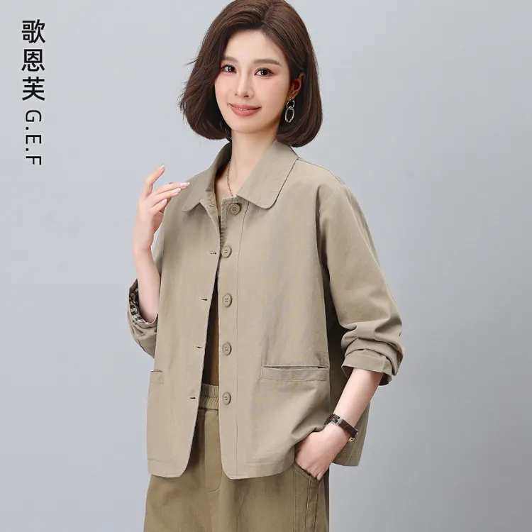 休闲外套女春秋2025新款爆款小个子洋气短款中年妈妈初春大码外套