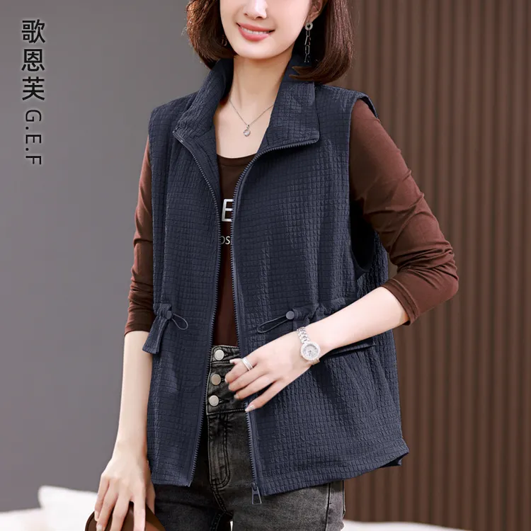 设计感休闲马甲女春秋2025早春休闲大码洋气中年妈妈背心马夹外套