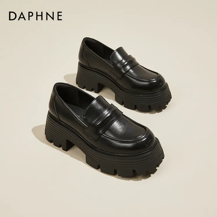达芙妮真皮乐福鞋女2025年新款单鞋小皮鞋时尚单鞋松糕厚底英伦风