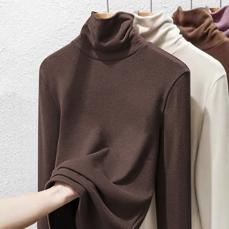 德绒高领内搭打底衫t恤女百搭纯色长袖修身内搭打底衣春秋款