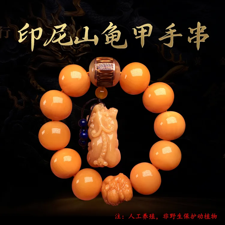 手链 精品印尼山龟甲文玩貔貅手串本命年中老年养生龟壳手链商品图