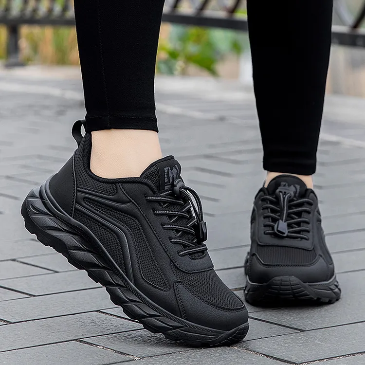 足力健安全老人鞋官方正品休闲妈妈鞋运动中老年女士健步防滑黑色