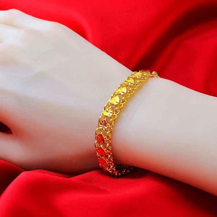 正品金色宽心相映手链久不掉色女网红婚礼古风首饰