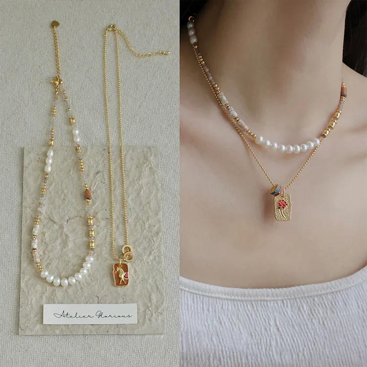 铜合金项链 高级感轻奢串珠项链女新中式国风气质时尚叠戴锁骨链