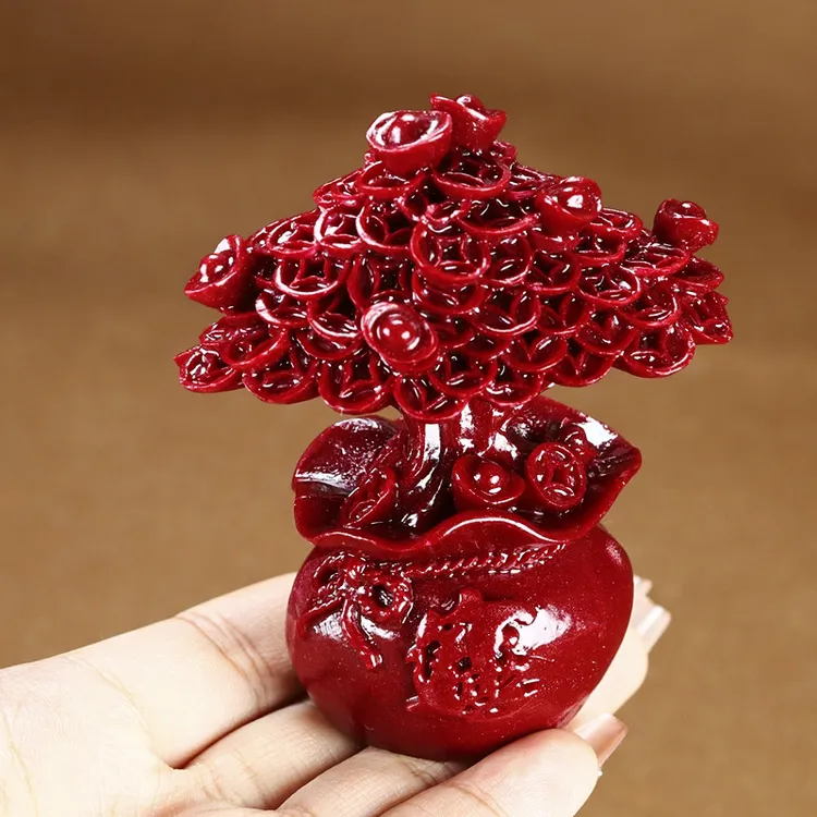朱砂摇钱树招财发财旺宅原矿紫金砂家用桌面摆件玄关工艺品摆设