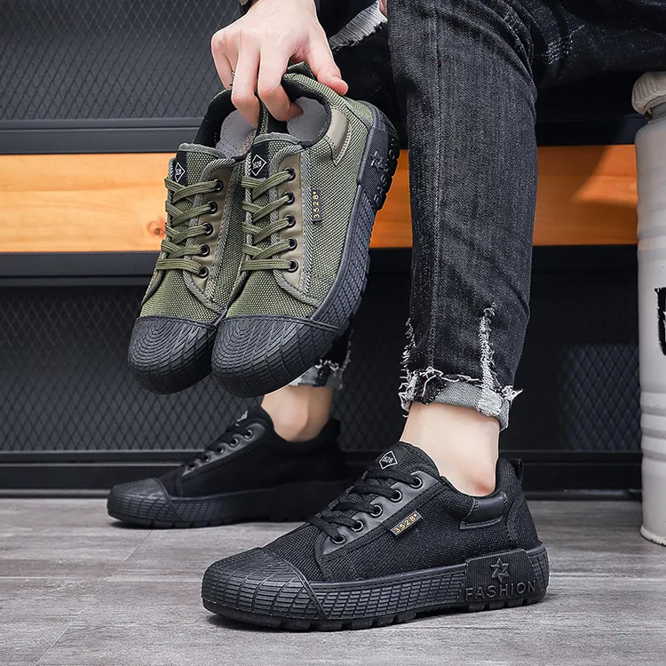 防滑解放鞋户外工作迷彩百搭防臭工地干活男士帆布鞋工装鞋军训