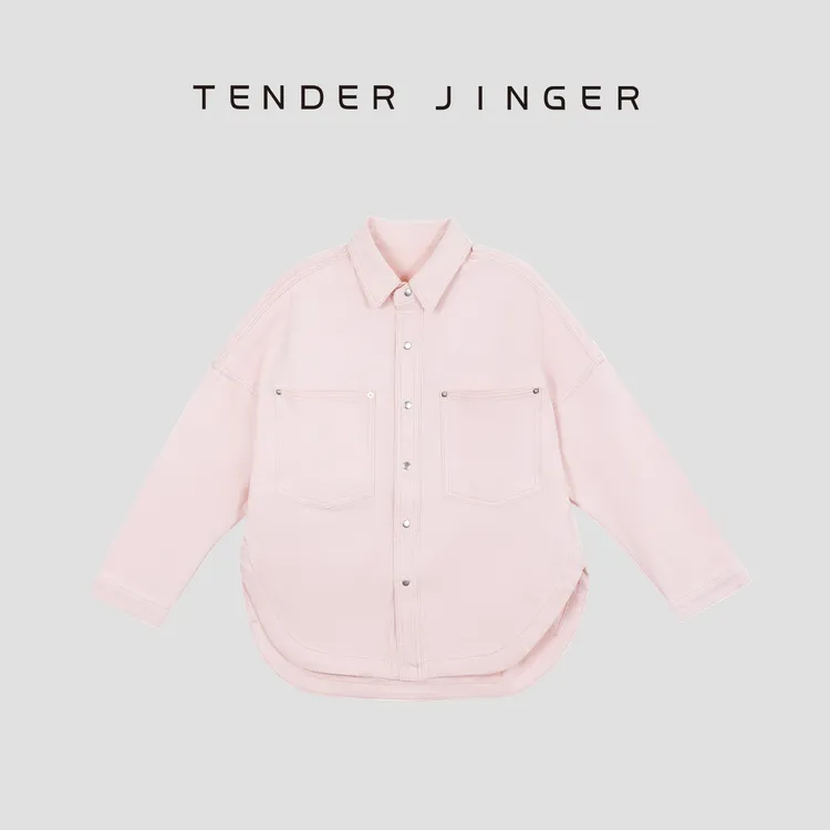 Tender Jinger【专柜】女休闲翻领宽松百搭牛仔外套T2402RM971R