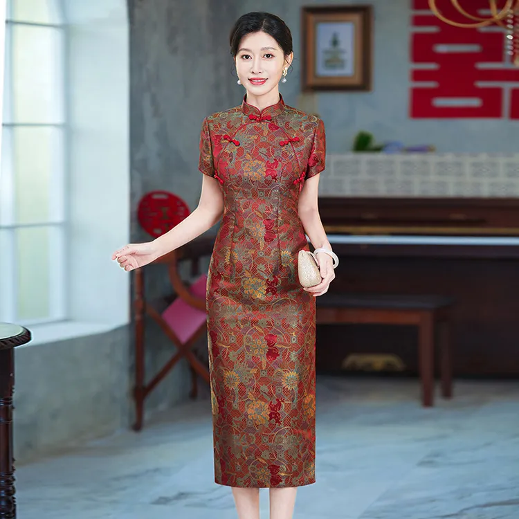 喜婆婆中国风礼服2025红色中式高端妈妈旗袍年轻优雅气质复古N