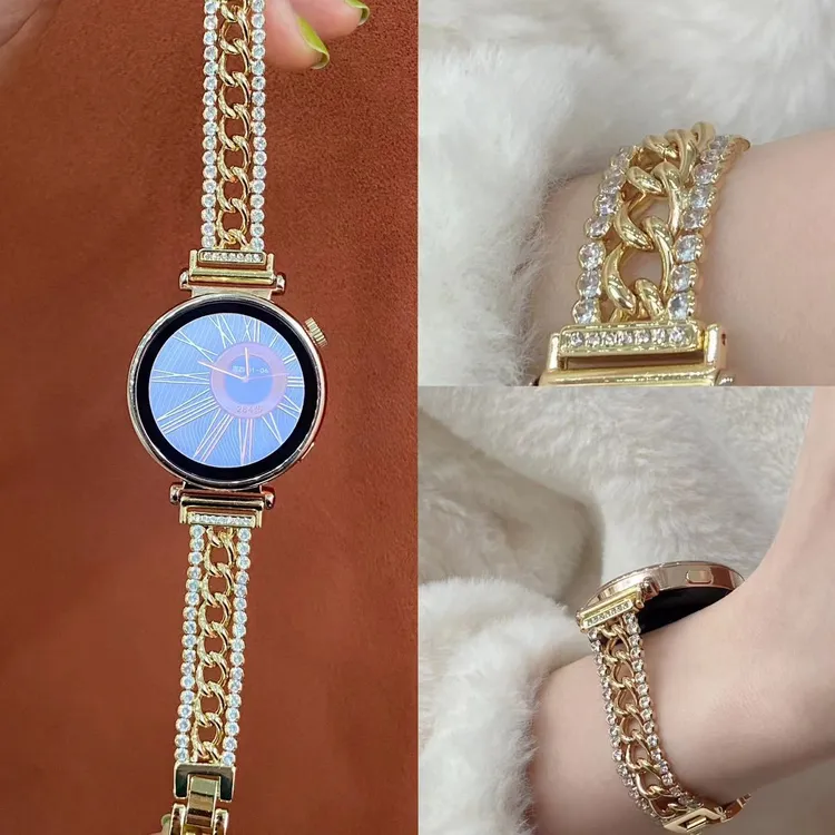 适用于华为GT4金属双排钻手链表带GT3精致高级感