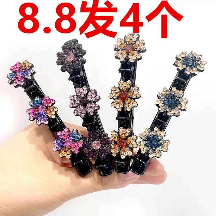 亚克力发饰  新款编发碎发整理夹盘发五瓣花边夹后脑勺双层刘海夹