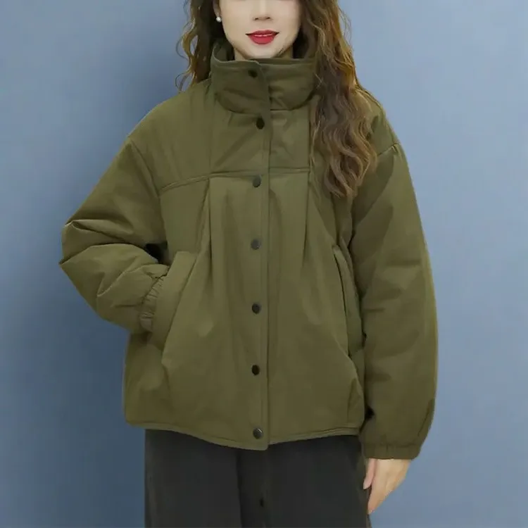 2025年冬季新款宽松显瘦百搭短款棉服女时尚休闲加厚保暖棉衣外套