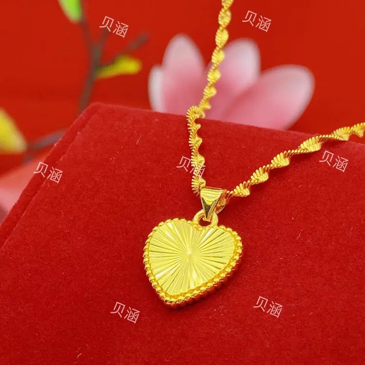 铜合金项链  精美双面爱心女款时尚百搭轻奢亮面项链新秋冬毛衣链