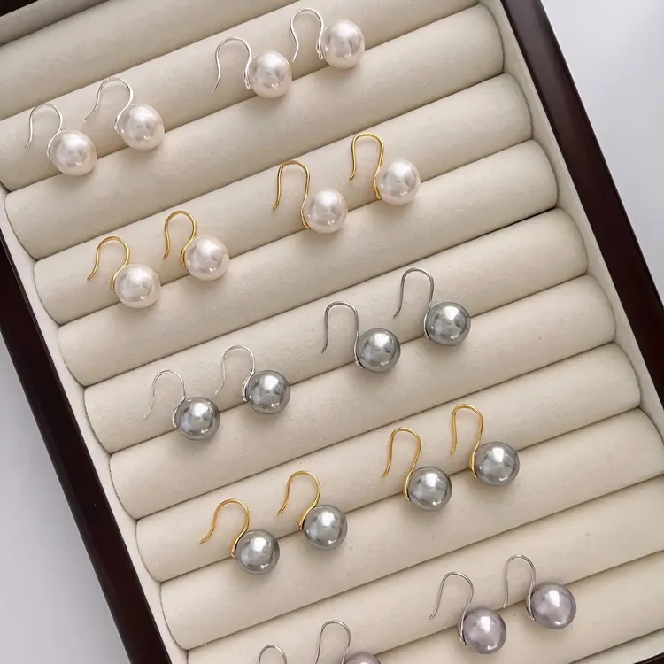 925银耳饰 施家贝珠网红高跟鞋耳钩轻奢高级感小众精致百搭 耳钩