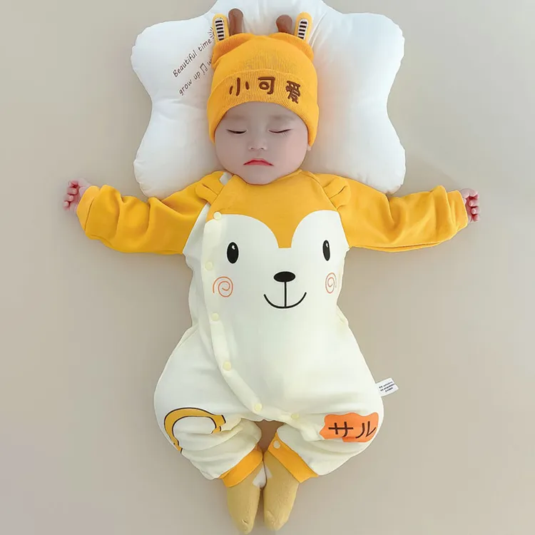 婴儿加绒保暖连体衣衣新生儿衣服秋装男女宝宝秋季哈衣爬服护肚