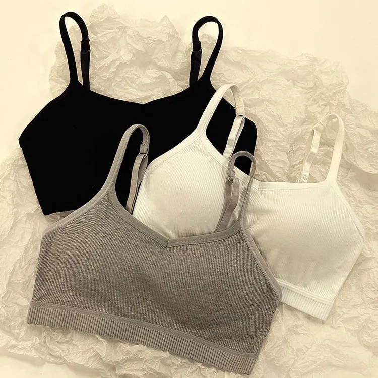 内衣女无钢圈薄款运动少女初高中学生吊带背心抹胸一体式裹胸文胸