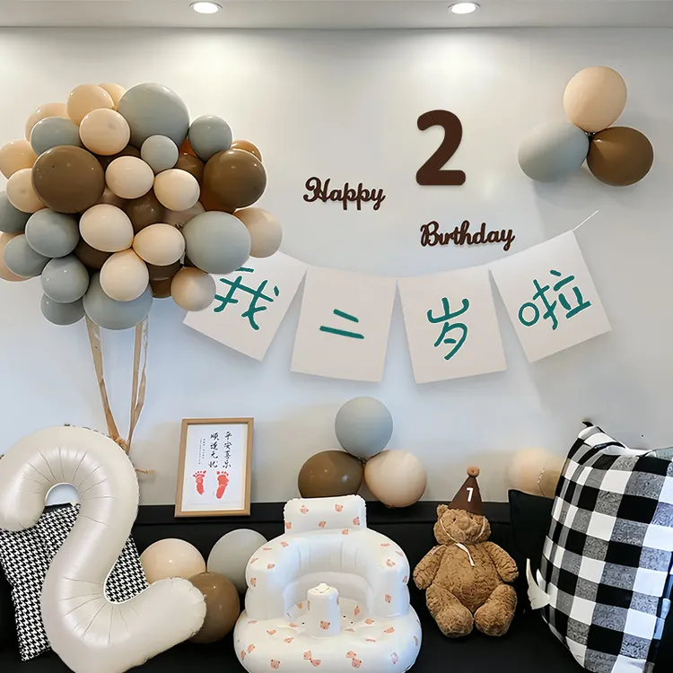 生日布置场景装饰2岁十岁10男孩女孩小熊气球仪式感用品背景墙5岁