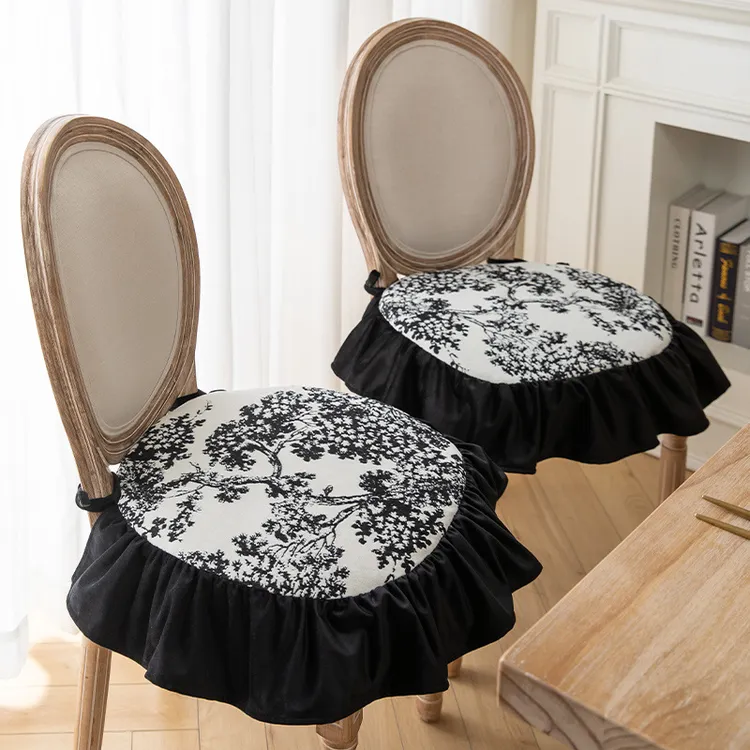 欧式餐椅垫四季通用马蹄形坐垫椅子可拆洗系带防滑坐垫