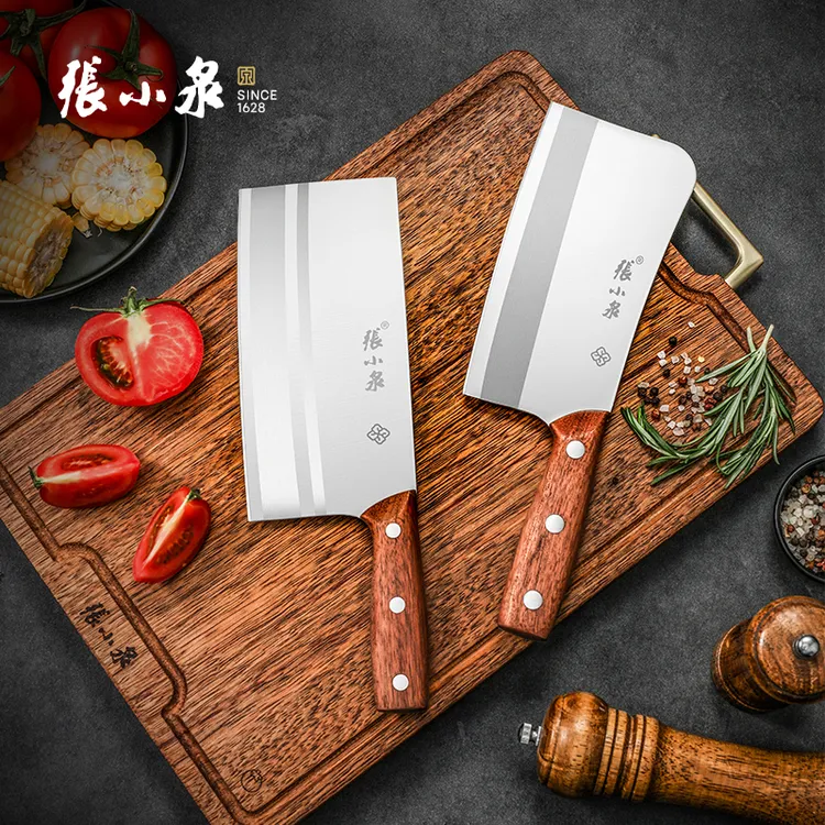 张小泉乌金宽面切片刀中式菜刀家用斩骨刀锋利耐用不锈钢刀实木柄