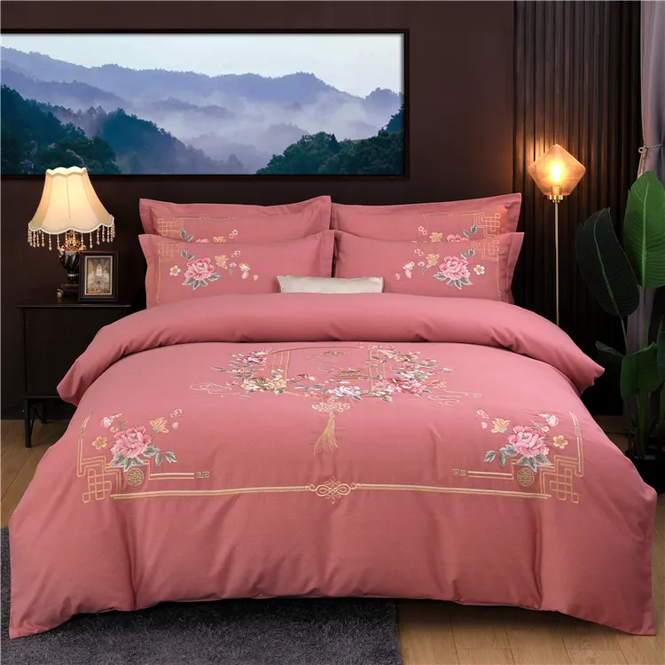 水星家纺120支四件套全棉加厚高端刺绣纯棉国风亲肤简约联名优品4