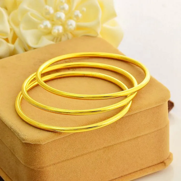 合金手镯 正品仿真金光面黄金色手镯素圈磨砂女传承三生三世实心