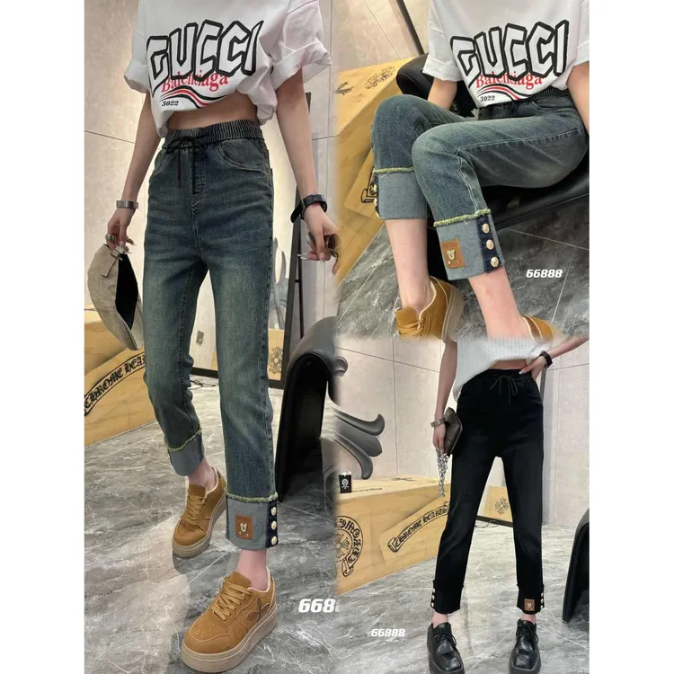 潮秀儿家大码显瘦时尚百搭烟筒牛仔裤66888