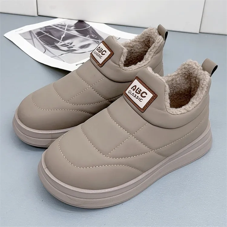 冬季加绒保暖时尚棉鞋老北京布鞋平底妈妈鞋软底时尚雪地棉防寒