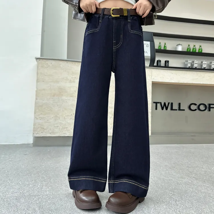 女童春秋款牛仔阔腿裤2025新款洋气秋装直筒长裤女孩宽松休闲裤子