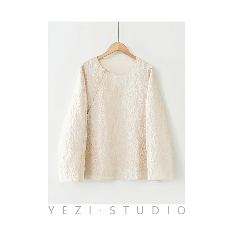 【折】富贵花-金丝浮雕桑蚕丝斜门襟中式上衣24116258