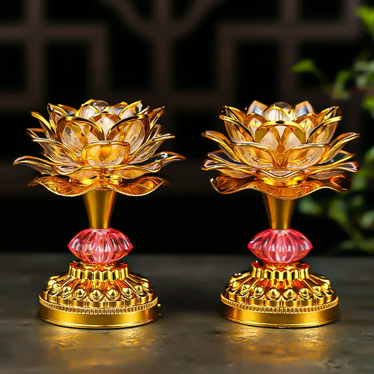 七彩莲花灯家用佛前供佛灯佛堂LED灯长明灯菩萨插电电池贡灯