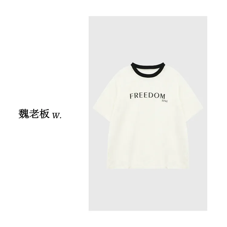 yangeer/艳歌尔【予以自由】桑蚕丝舒适宽松圆领短袖T恤女2T2005539