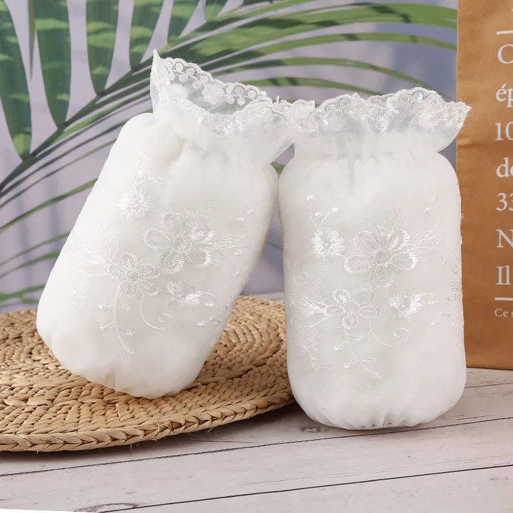 袖套冬女薄款双层网纱蕾丝女秋冬防脏套袖成人羽绒服专用透明护袖