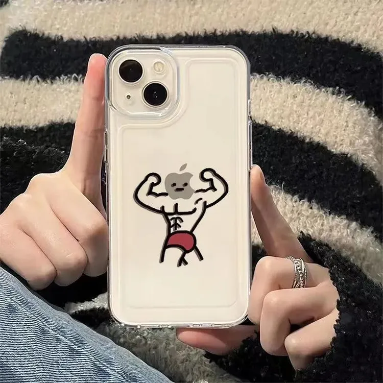 搞笑简约健身小人苹果15/14手机壳iPhone13/12/11软壳xs/xr小众78