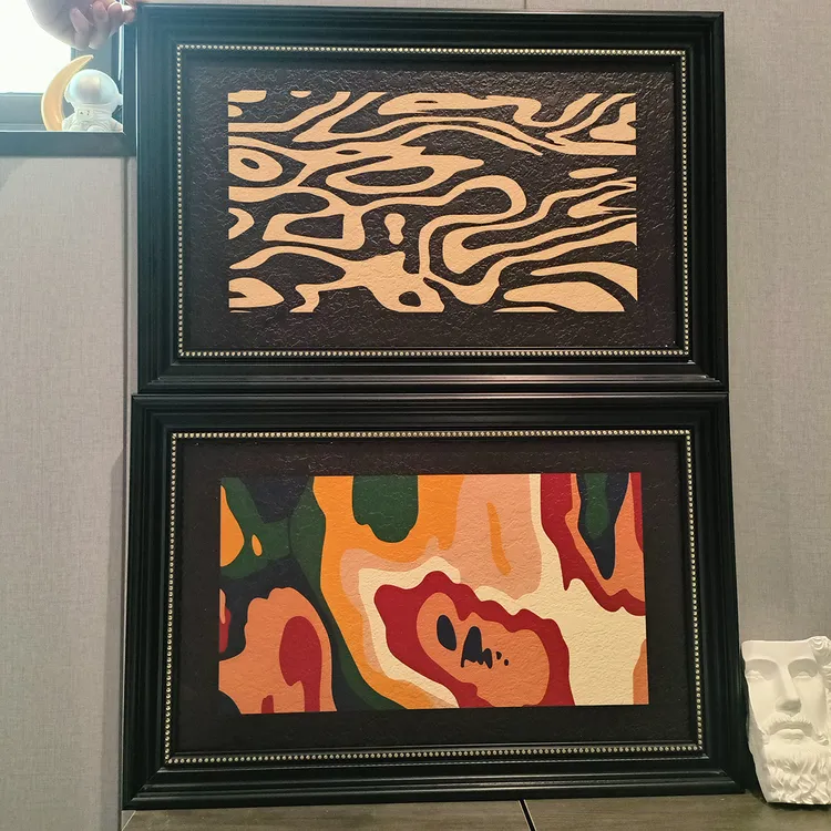 砂岩装饰画双联挂画马蒂斯复古文艺高级感抽象玄关卧室床头壁画